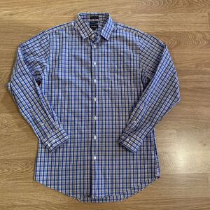 Neiman Marcus Shirt Men's 15.5 34/35 Multicolor Plaid Wrinkle Free Trim‎ Fit